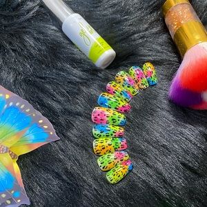 Colorful Cheetah Print Press On Nails